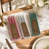 Three groups of spiral birthday party candles in red, silver and green, each three transparent boxes, SPECIAL Moment CANDLE TAPER CANDLE details Picture